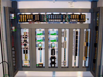 Close up view of an electrical panel 